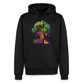 Bunter Baum Mit Trauben Und Blättern - Männer Premium Bio Hoodie - Schwarz - Vorne - Nico (187cm)