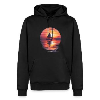 Segelboot Bei Sonnenuntergang Am Meer - Männer Premium Bio Hoodie - Schwarz - Vorne - Nico (187cm)