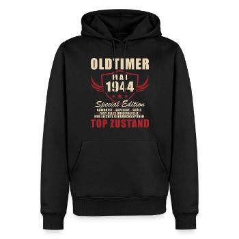 80e anniversaire homme Vintage Mai Vintage 1944 - Sweat à capuche Premium bio Homme - noir - Devant - Nico (187cm)