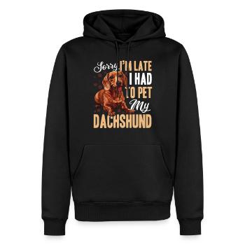 Dachshund Doxie Wiener Dog Breed Sorry, I´m Late - Männer Premium Bio Hoodie - Schwarz - Vorne - Nico (187cm)