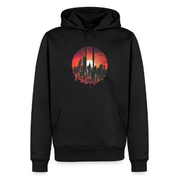 Stilvolles Sonnenuntergang Großstadt Motiv - Männer Premium Bio Hoodie - Schwarz - Vorne - Nico (187cm)