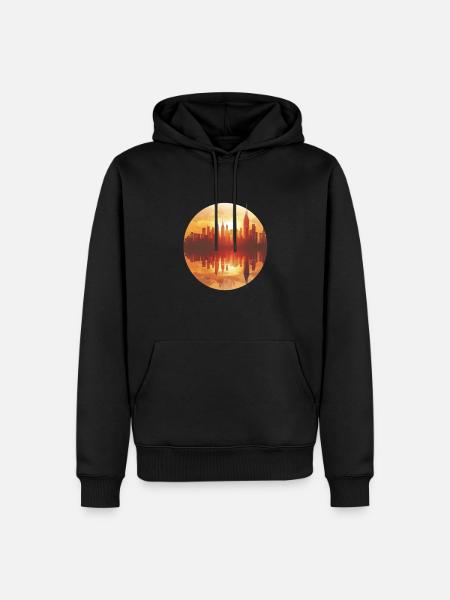 Sunset Cityscape Reflection - Men’s Premium Organic Hoodie - black