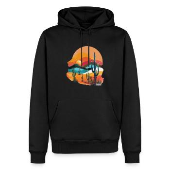 Paysage désertique au coucher du soleil - Sweat à capuche Premium bio Homme - noir - Devant - Nico (187cm)