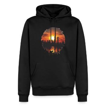Sonnenuntergang Panorama Mit Skyline - Männer Premium Bio Hoodie - Schwarz - Vorne - Nico (187cm)