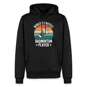 World's Okayest Badminton Player - Männer Premium Bio Hoodie - Schwarz - Vorne - Nico (187cm)