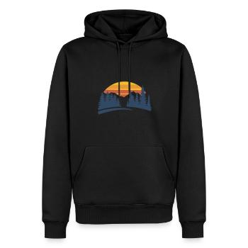 Sonnenuntergang Wald Naturerlebnis - Männer Premium Bio Hoodie - Schwarz - Vorne - Nico (187cm)