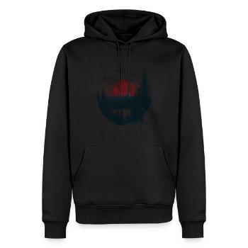 Lune rouge au-dessus de la forêt mystique - Sweat à capuche Premium bio Homme - noir - Devant - Nico (187cm)