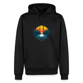 Sonnenuntergang Wald Und Vögel Motiv - Männer Premium Bio Hoodie - Schwarz - Vorne - Nico (187cm)