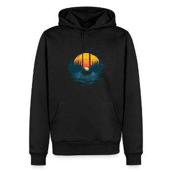 Sunrise nature idyll with birds - Men’s Premium Organic Hoodie - black - Front - Nico (187cm)