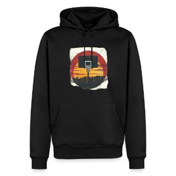 Basketball Sonnenuntergang Retro Look - Männer Premium Bio Hoodie - Schwarz - Vorne - Nico (187cm)
