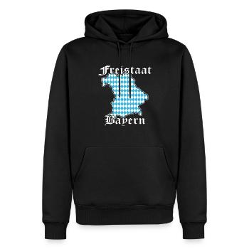 Freistaat Bayern Kontur Flagge 2 - Männer Premium Bio Hoodie - Schwarz - Vorne - Nico (187cm)