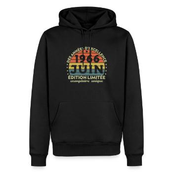 Vintage Jubiläum Hergestellt im Juni 1966 - Männer Premium Bio Hoodie - Schwarz - Vorne - Nico (187cm)