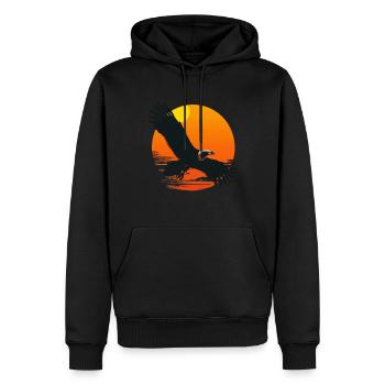 Aigle majestueux au coucher du soleil - Sweat à capuche Premium bio Homme - noir - Devant - Nico (187cm)