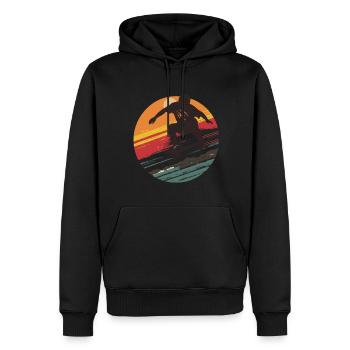 Silhouette Skateboarder au coucher du soleil - Sweat à capuche Premium bio Homme - noir - Devant - Nico (187cm)