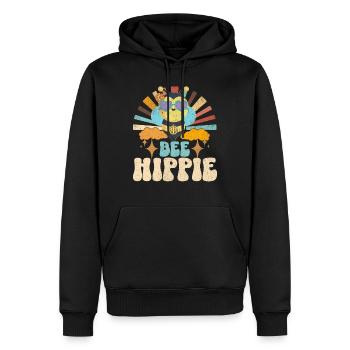 Bee Hippie Biene Peace - Männer Premium Bio Hoodie - Schwarz - Vorne - Nico (187cm)