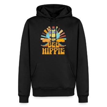 Bee Hippie Biene Peace - Männer Premium Bio Hoodie - Schwarz - Vorne - Nico (187cm)