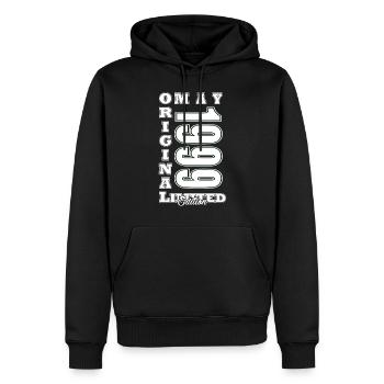 Mai 1999 Cadeau d’anniversaire 1999 Millésime 1999 - Sweat à capuche Premium bio Homme - noir - Devant - Nico (187cm)