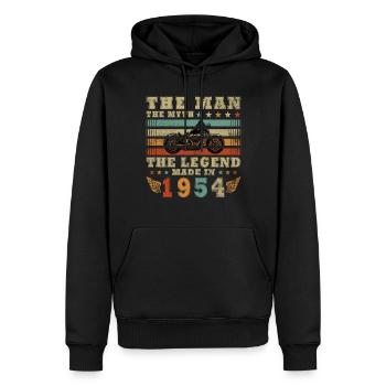 1954 Jubiläum Vintage Biker-Motorrad Jahrgang 1954 - Männer Premium Bio Hoodie - Schwarz - Vorne - Nico (187cm)