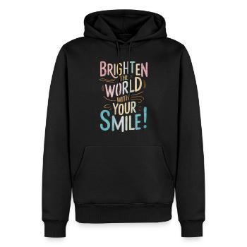 Illuminez le monde avec votre sourire - Sweat à capuche Premium bio Homme - noir - Devant - Nico (187cm)