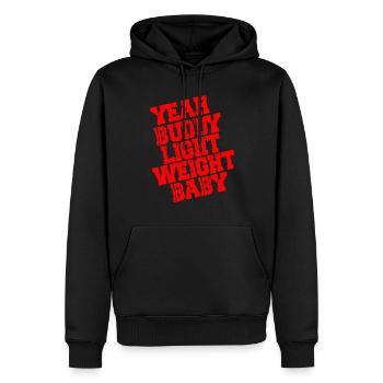 YEAH BUDDY LIGHT WEIGHT BABY - Ronnie Coleman - Männer Premium Bio Hoodie - Schwarz - Vorne - Nico (187cm)
