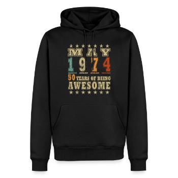 Vintage May 1974 May 1974 Vintage May 1974 - Men’s Premium Organic Hoodie - black - Front - Nico (187cm)
