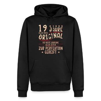 19. Geburtstag Mann Frau 19 Jahre Spruch Lustig - Männer Premium Bio Hoodie - Schwarz - Vorne - Nico (187cm)