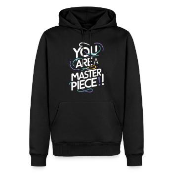 You Are A Masterpiece Motivationskunst - Men’s Premium Organic Hoodie - black - Front - Nico (187cm)