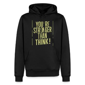 Vous êtes plus fort que vous ne le pensez Motivation - Sweat à capuche Premium bio Homme - noir - Devant - Nico (187cm)