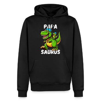 Papa Saurus Dinosaure Fête des Pères Baseball Drôle - Sweat à capuche Premium bio Homme - noir - Devant - Nico (187cm)