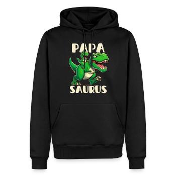 Papa Saurus Vatertag Dinosaurier T-Rex Dad Lustig - Männer Premium Bio Hoodie - Schwarz - Vorne - Nico (187cm)