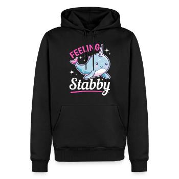 Funny Narwhal Animal Feeling Stabby - Männer Premium Bio Hoodie - Schwarz - Vorne - Nico (187cm)