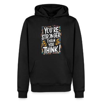 Vous êtes plus fort que vous ne le pensez - Sweat à capuche Premium bio Homme - noir - Devant - Nico (187cm)