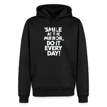 Smile At The Mirror Jeden Tag Motivation - Männer Premium Bio Hoodie - Schwarz - Vorne - Nico (187cm)