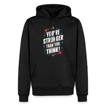 Du Bist Stärker Als Du Denkst - Männer Premium Bio Hoodie - Schwarz - Vorne - Nico (187cm)