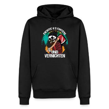 Bûcherons, viseurs d’épinette, annihilation, abatteurs d’arbres - Sweat à capuche Premium bio Homme - noir - Devant - Nico (187cm)
