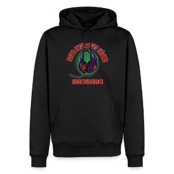Je ne t’entends pas, je joue, je joue - Sweat à capuche Premium bio Homme - noir - Devant - Nico (187cm)