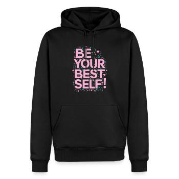 Donnez le meilleur de vous-même - Dicton positif - Sweat à capuche Premium bio Homme - noir - Devant - Nico (187cm)