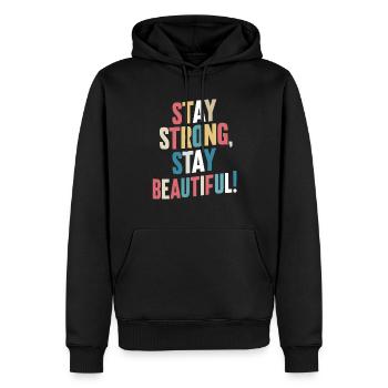 Restez fort, restez beau Motif - Sweat à capuche Premium bio Homme - noir - Devant - Nico (187cm)