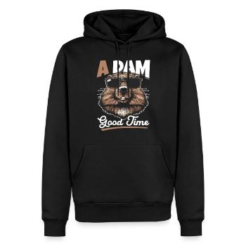 Funny Beaver Animal A dam good time - Men’s Premium Organic Hoodie - black - Front - Nico (187cm)