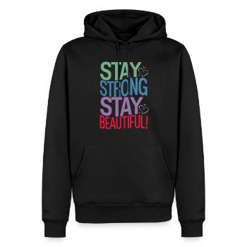 Restez fort restez beau Motif - Sweat à capuche Premium bio Homme - noir - Devant - Nico (187cm)