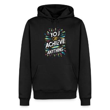 Vous pouvez tout réaliser - Motivation - Sweat à capuche Premium bio Homme - noir - Devant - Nico (187cm)