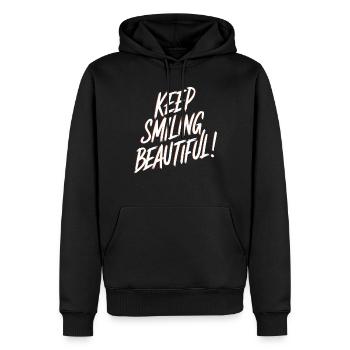Keep Smiling Beautiful Positive Affirmation - Men’s Premium Organic Hoodie - black - Front - Nico (187cm)