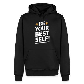 Be your best self – pure motivation - Men’s Premium Organic Hoodie - black - Front - Nico (187cm)