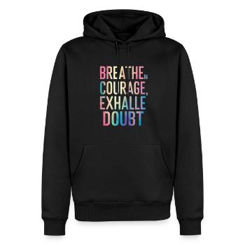 Respirez le courage du doute - Sweat à capuche Premium bio Homme - noir - Devant - Nico (187cm)