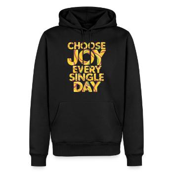 Wähle Freude An Jedem Einzelnen Tag - Männer Premium Bio Hoodie - Schwarz - Vorne - Nico (187cm)