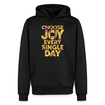 Choisissez la joie chaque jour - Sweat à capuche Premium bio Homme - noir - Devant - Nico (187cm)