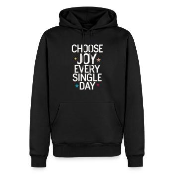 Choose Joy Every Single Day - Men’s Premium Organic Hoodie - black - Front - Nico (187cm)