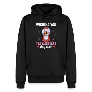 Chewing-gum Distributeur automatique Bonbons pour enfants Sweetest Days - Sweat à capuche Premium bio Homme - noir - Devant - Nico (187cm)
