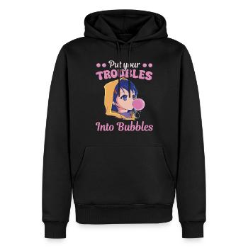 Candy Bubblegum Women Troubles Into Bubbles - Sweat à capuche Premium bio Homme - noir - Devant - Nico (187cm)