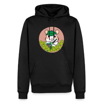 Tennis Hamster - hamster mignon avec des balles et une casquette - Sweat à capuche Premium bio Homme - noir - Devant - Nico (187cm)